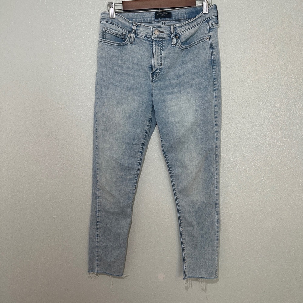 Banana Republic Skinny Fit Light Wash Raw Hem Jeans 28/6 Stretch Denim